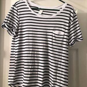 H&M navy & white striped pocket tee