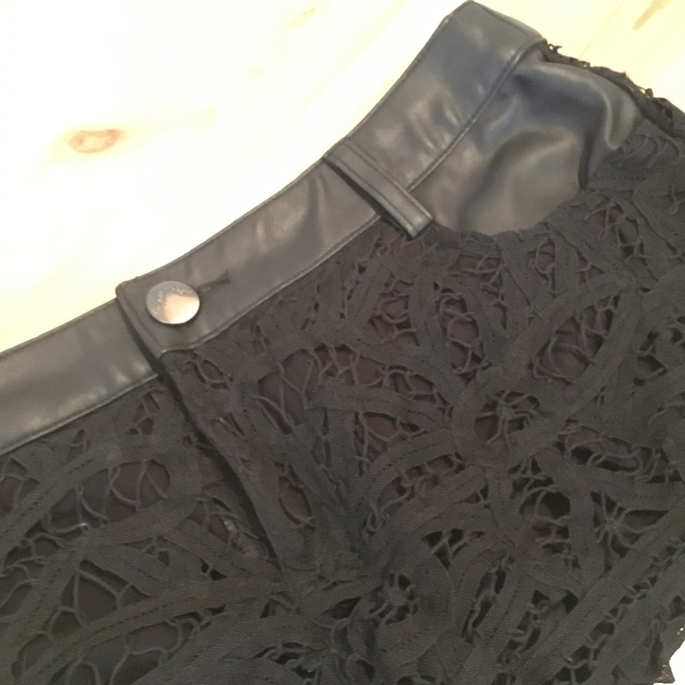 Free People leather and crochet shorts