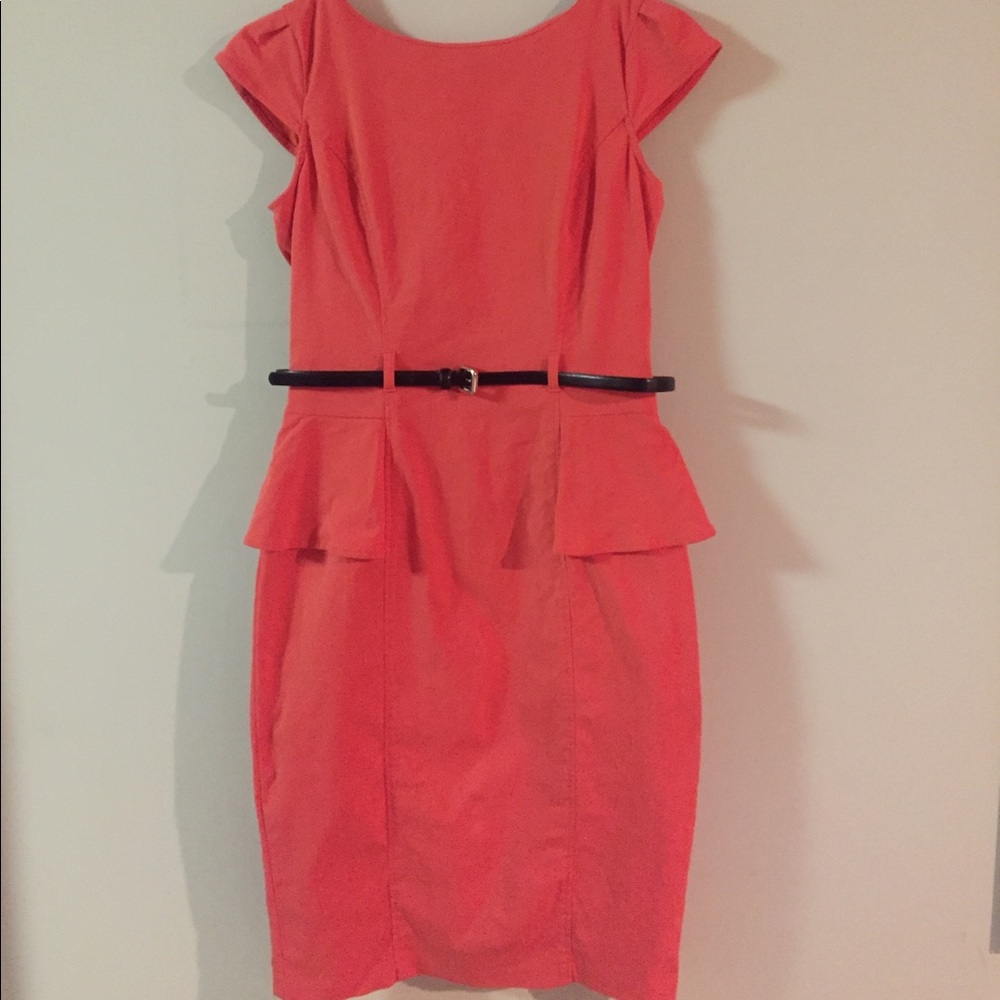 Xoxo capsleeve peplum sheath dress coral 7/8