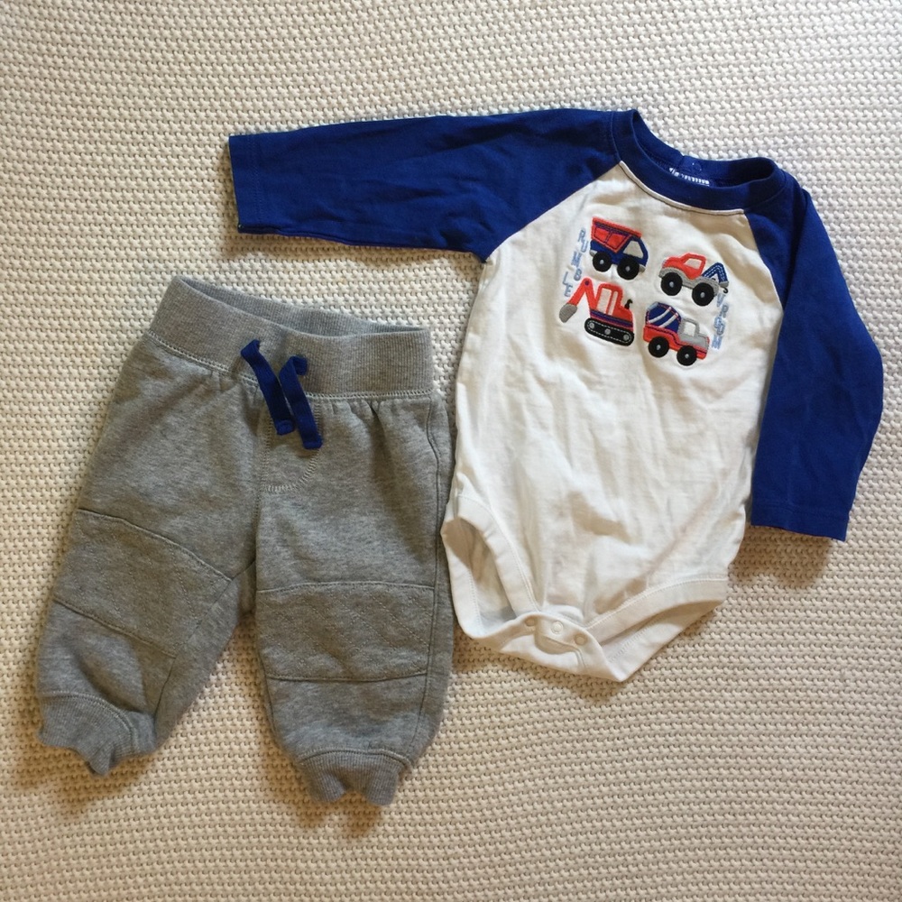 Gymboree digger construction onesie and pant set