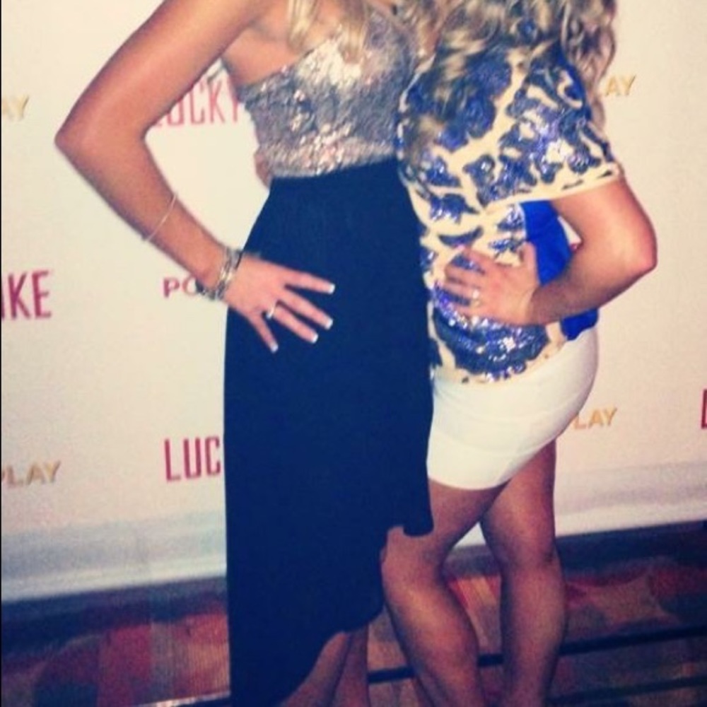 Sequin top high low dress