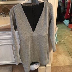 Silver sparkly body con dress
