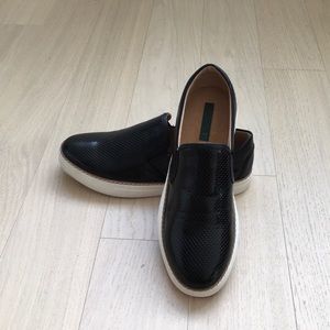 [Mens] Blk Snake-embossed Leather Slip-on Sneakers