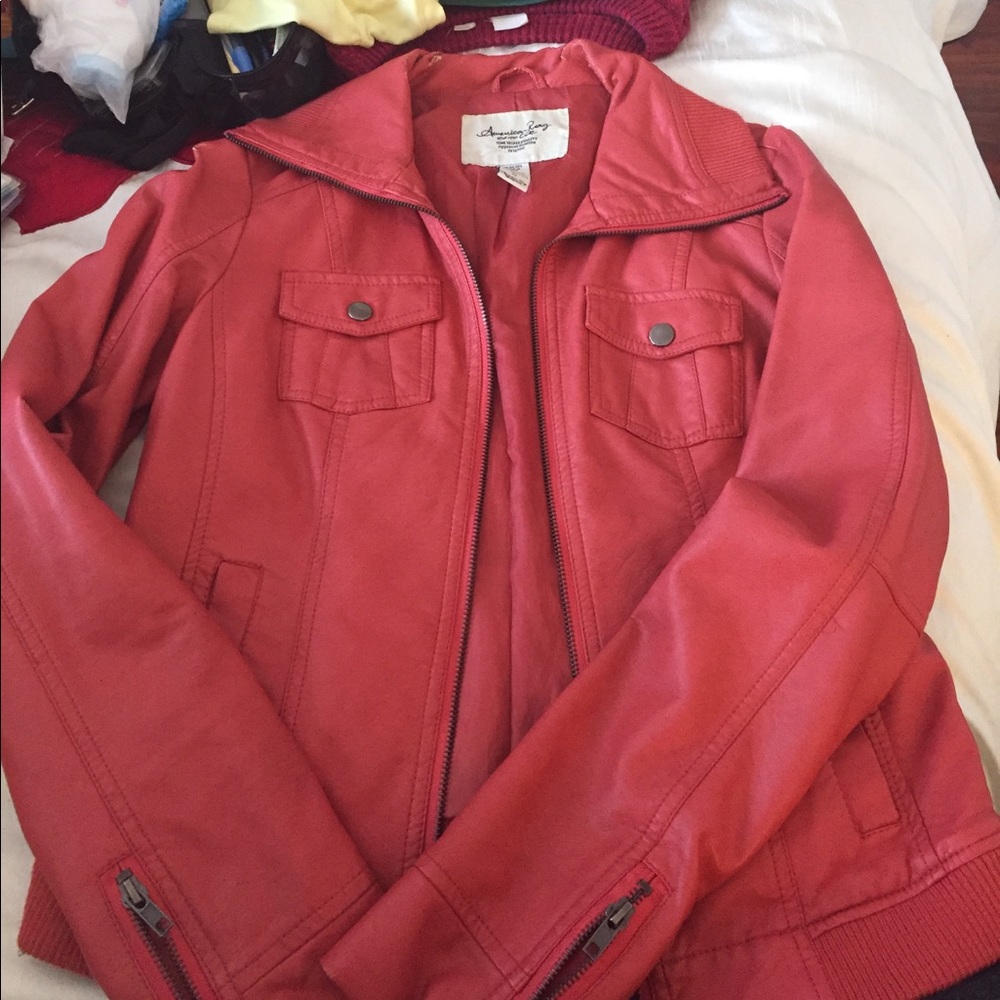 Cute salmon pleather jacket