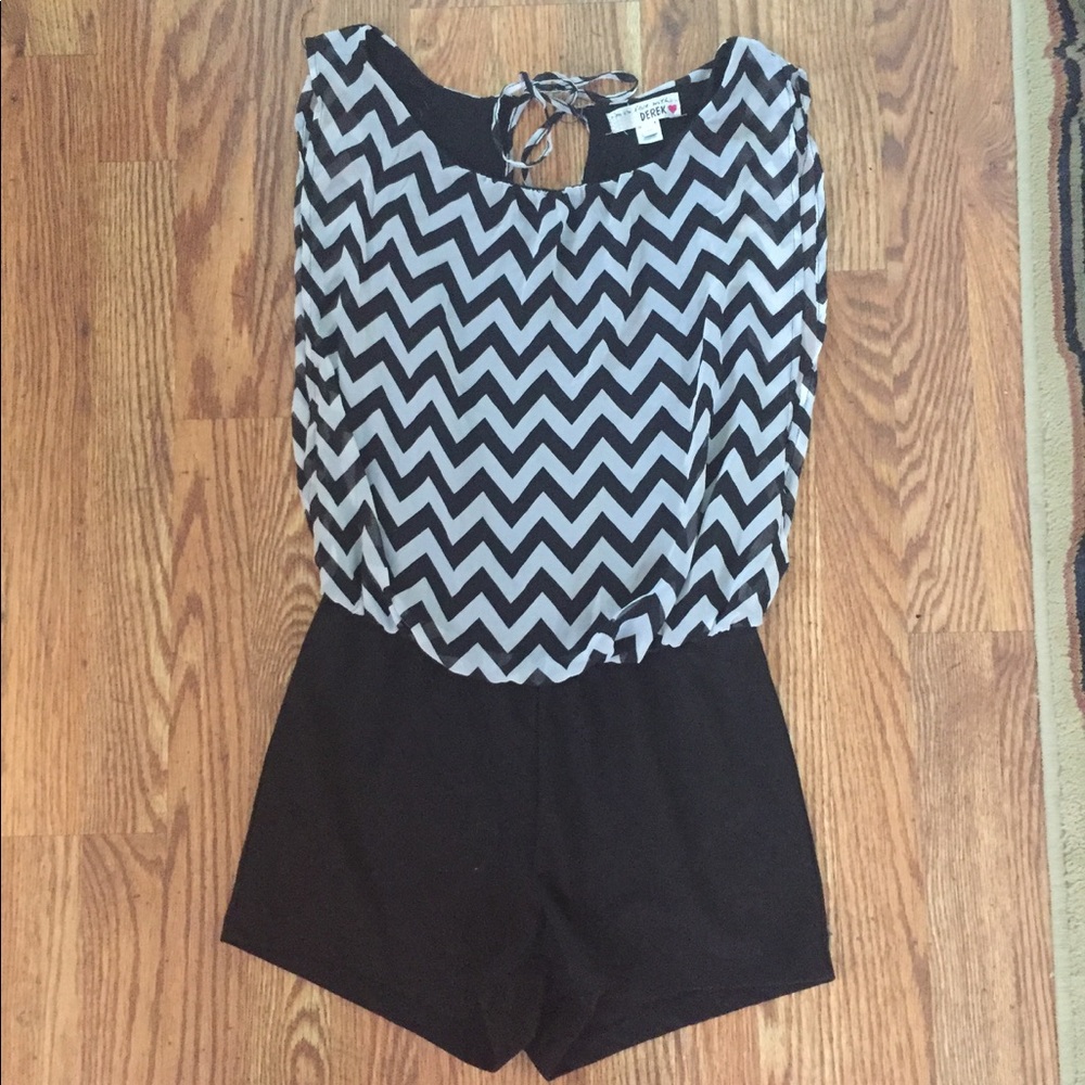Black & White Chevron Romper