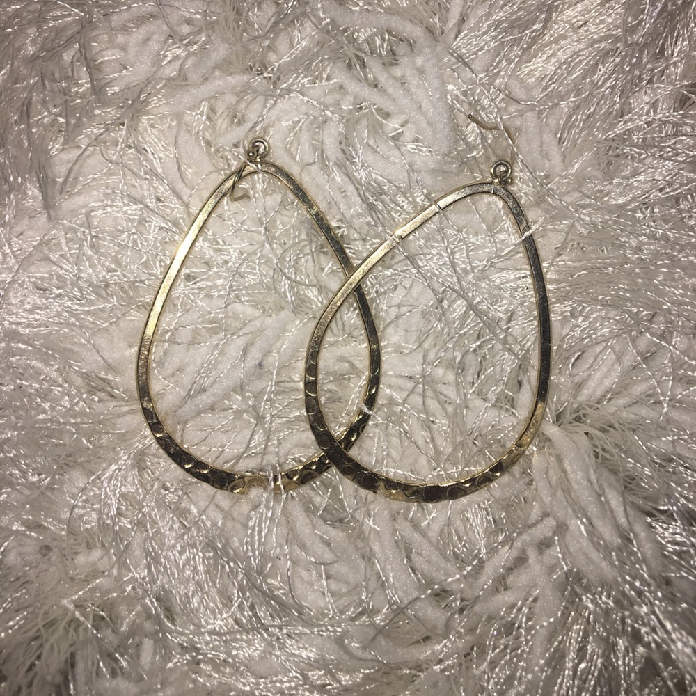 Gold tear drop hoop earrings
