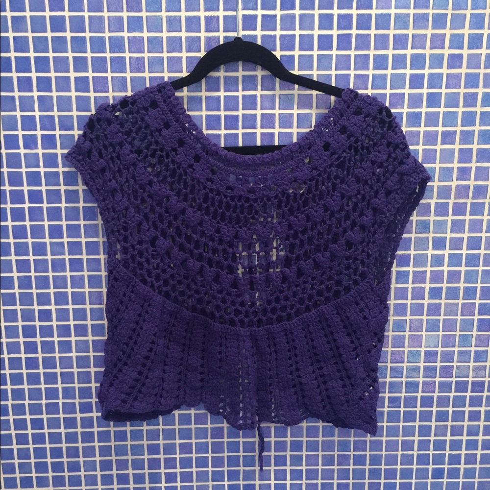 Blue Crochet Urban Outfitters Top