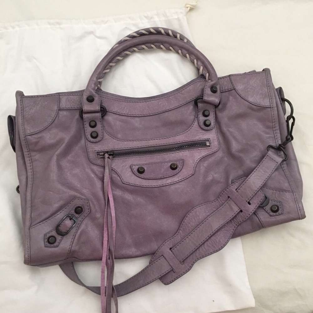 Balenciaga Lilac Lambskin Motorcycle City Bag