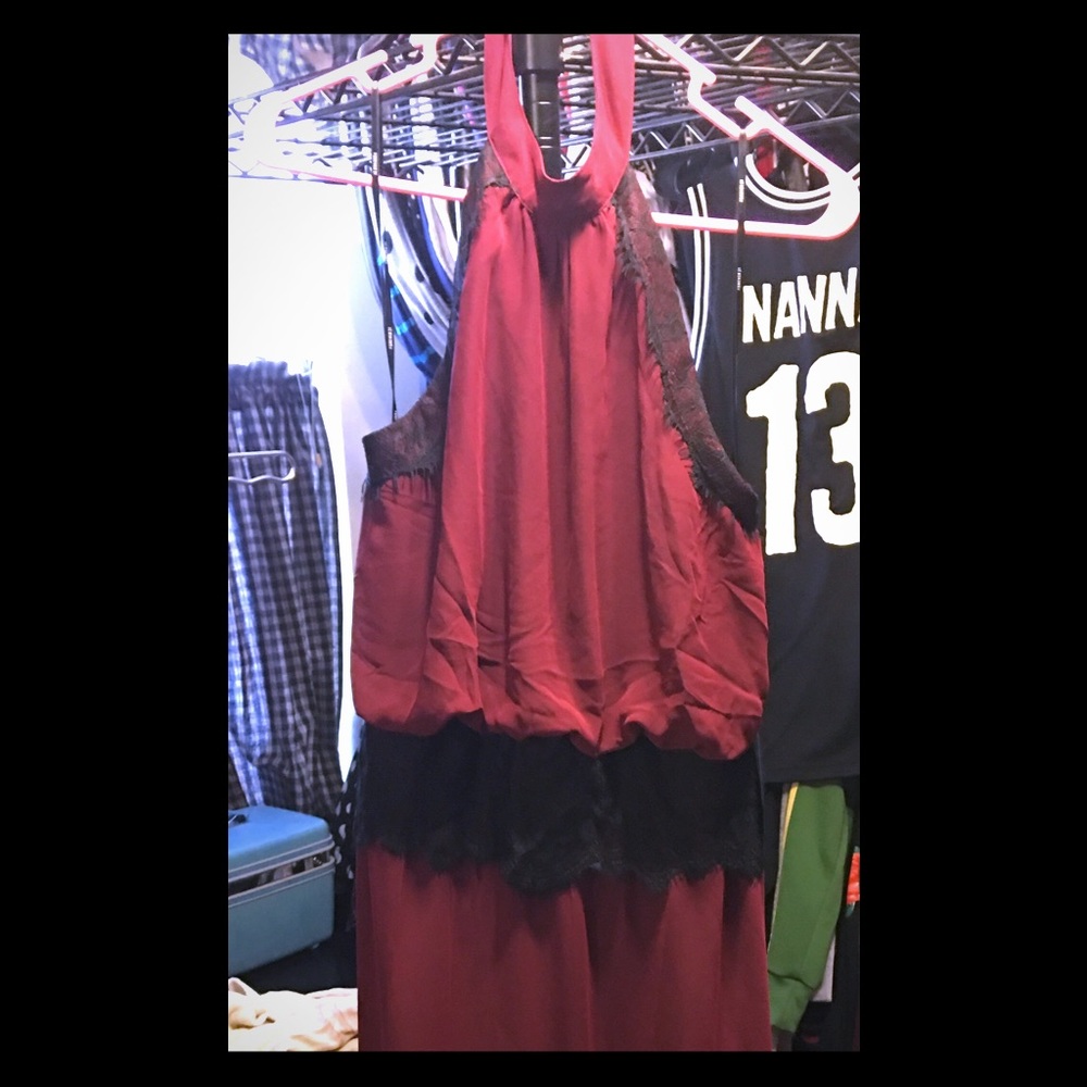 Forever 21 long open back high neck Halter dress