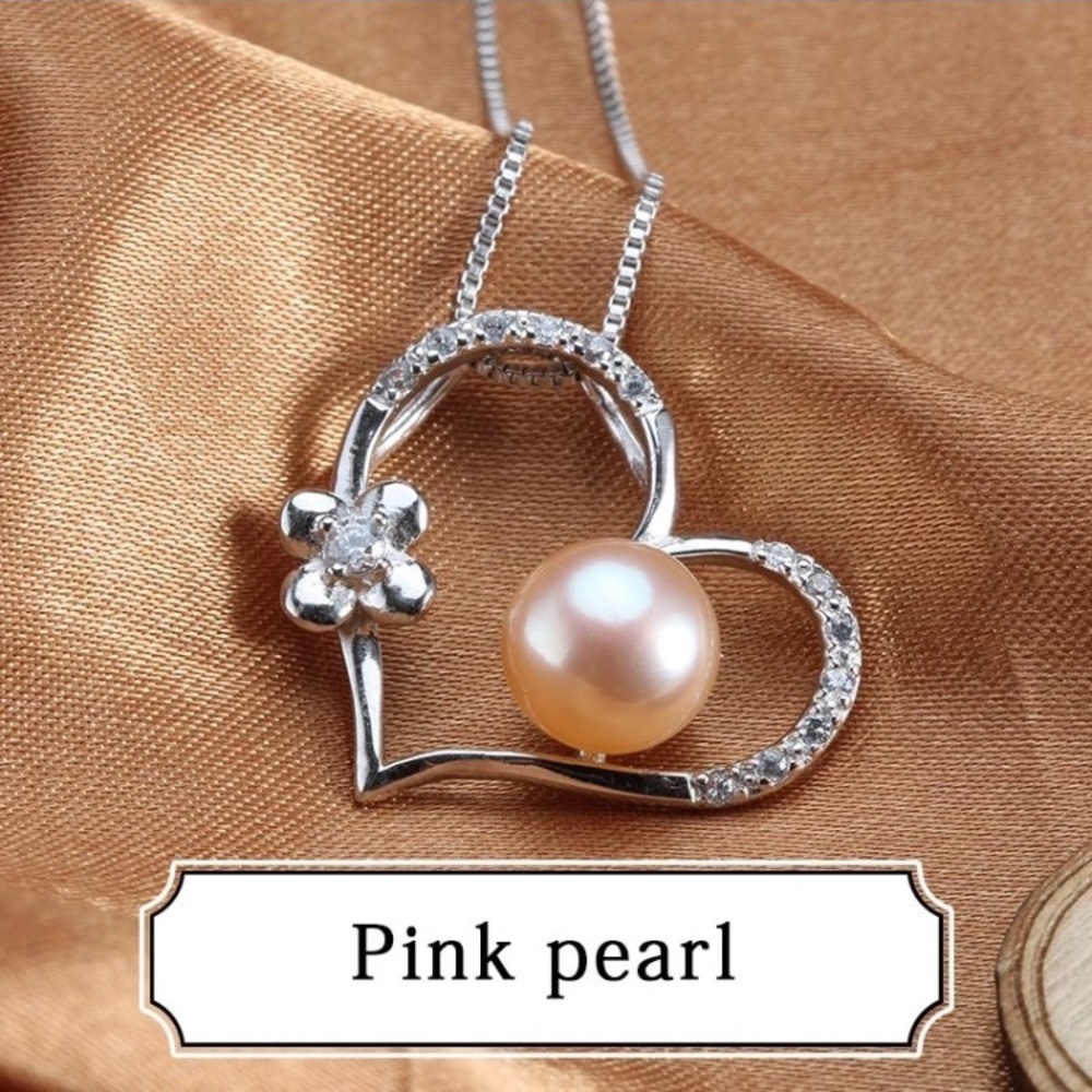 100% natural pearl 925 silver big heart necklace