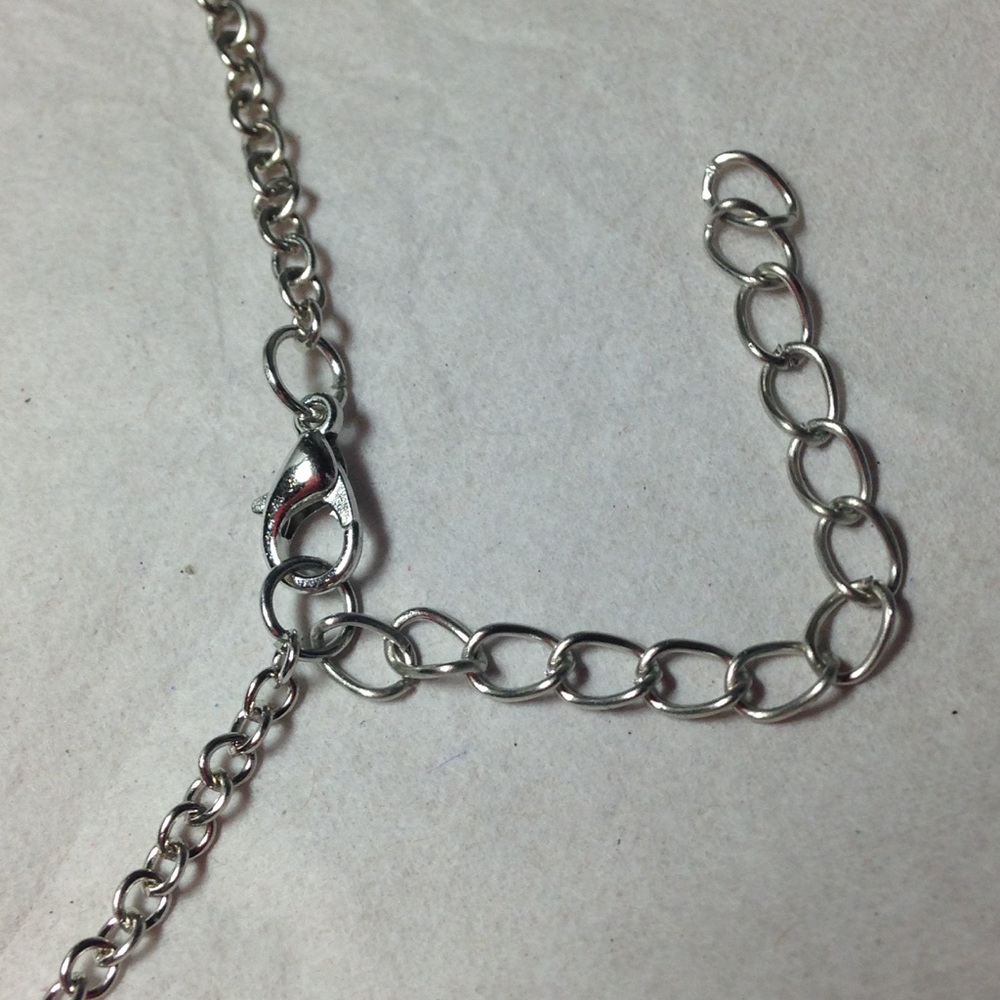 🔥 nwt! Teal + white crystal Silvertone necklace - Picture 3 of 4