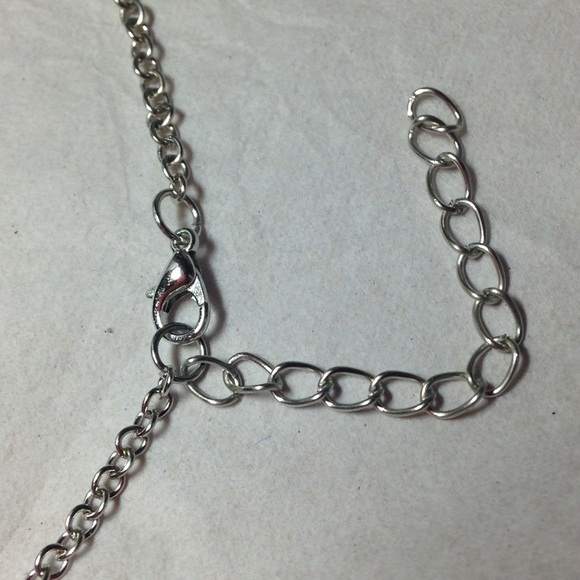 🔥 nwt! Teal + white crystal Silvertone necklace - Picture 3 of 4