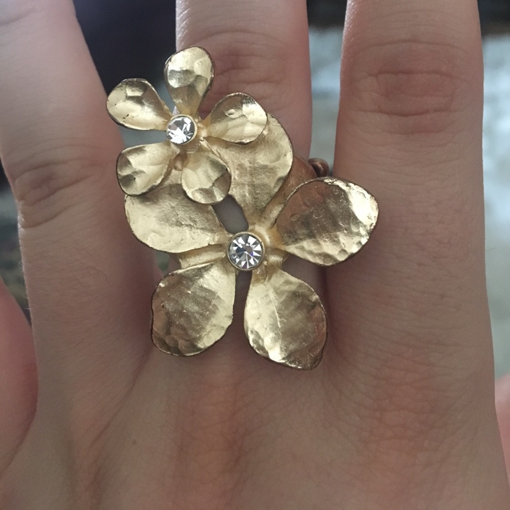 Gold large flower ring