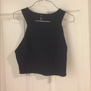 Black Shimmering Crop Top Forever 21 (Size: M)