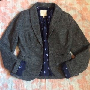 🦊 grey tweed confetti blazer with bird lining 🦊