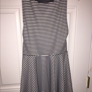 Mesh Back Striped A Line Dress