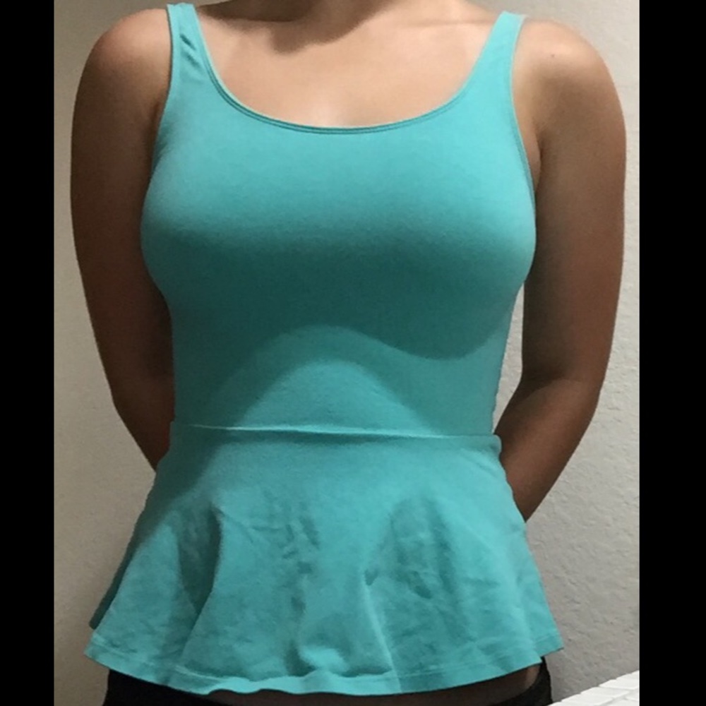 EXPRESS Women's Turquoise Peplum Tank Top