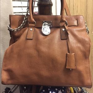 Large Michael Kors Dark Tan Hamilton Purse