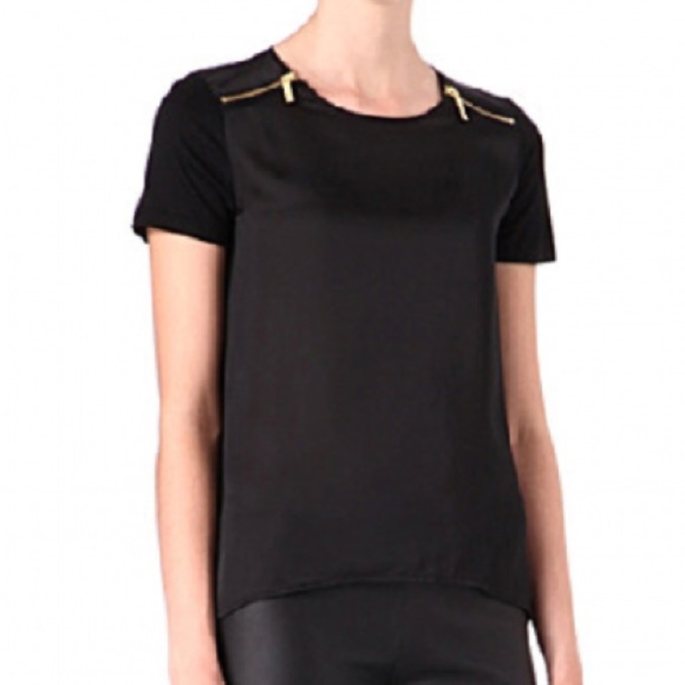 MICHAEL KORS Navy Tee- Zipper Detail *NEVER WORN*