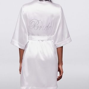 NWT bride satin robe white s/m