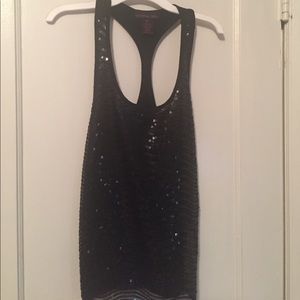 Material Girl Black Sequins tank top.