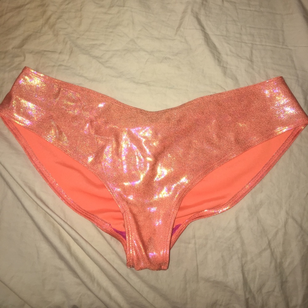 Holographic orange rave/bathing suit bottoms