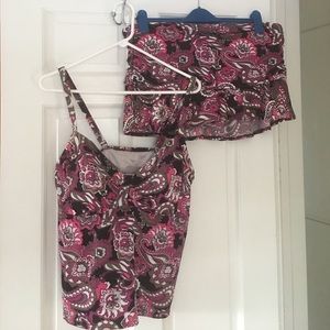 Tankini top pink/black/gray/white