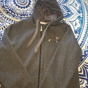 grey hoodie (zip-up) - under armour