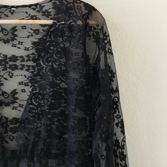 FLASH SALE! Plus Size Sexy Black Lace Maxi Gown - Picture 2 of 7