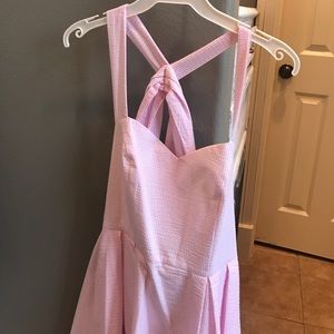 Pink and white seersucker mini dress Lauren james