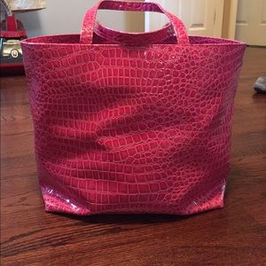 Pink snake skin tote