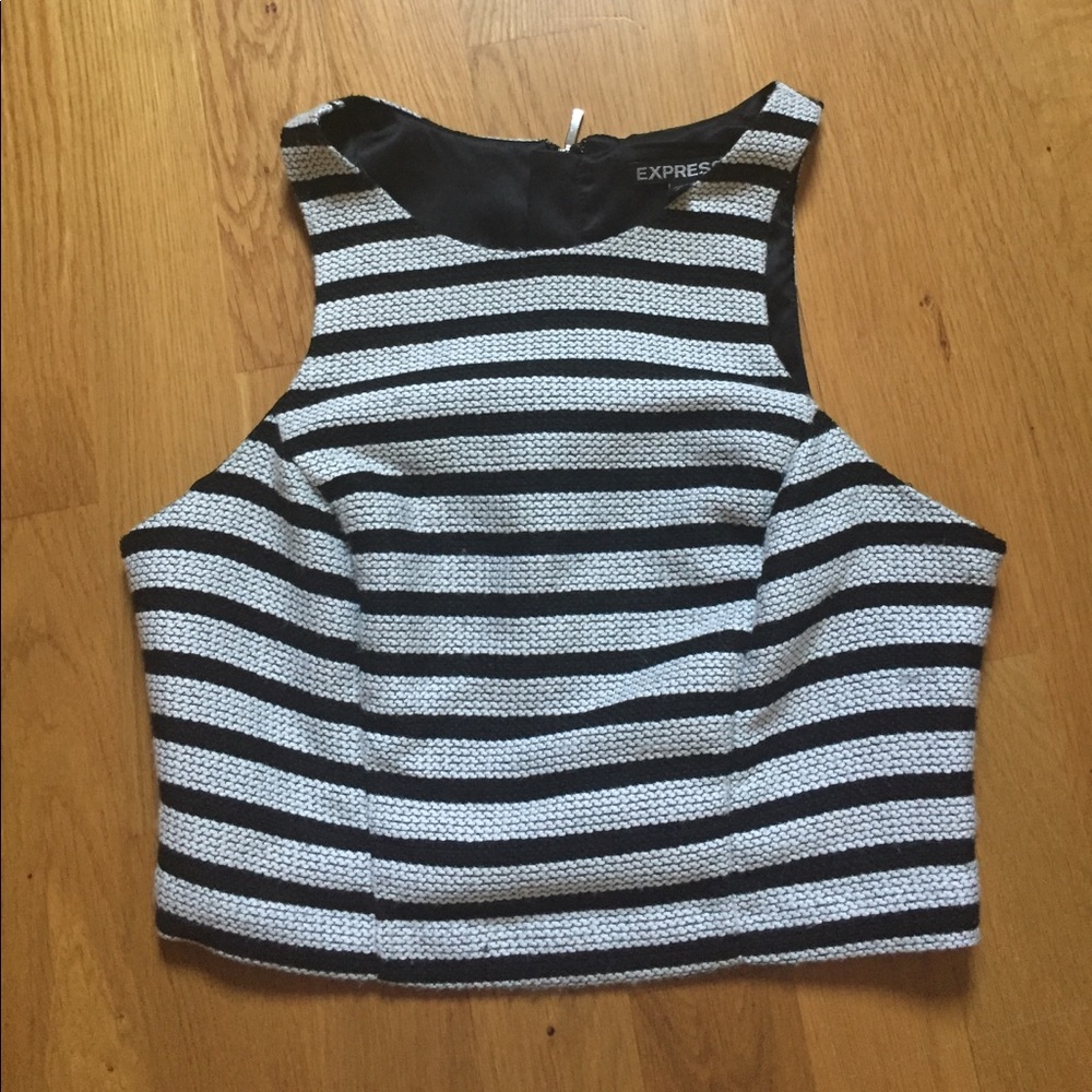 White and black stripped cropped top from Express
