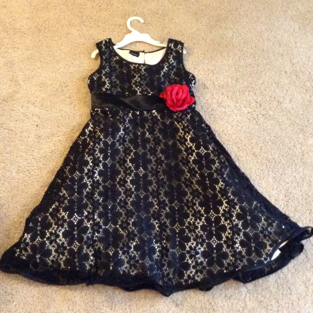 Black lacy button down dress with rose 
