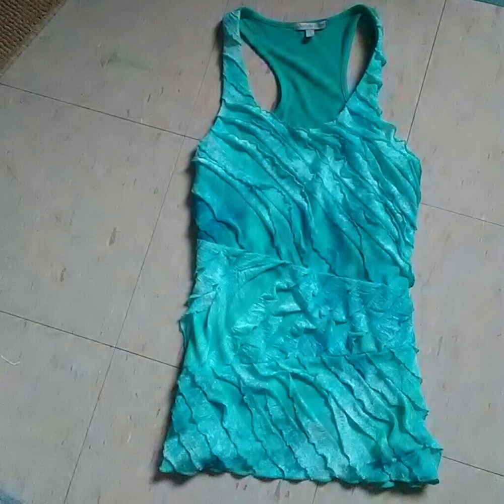 Blue frilled racer back tank