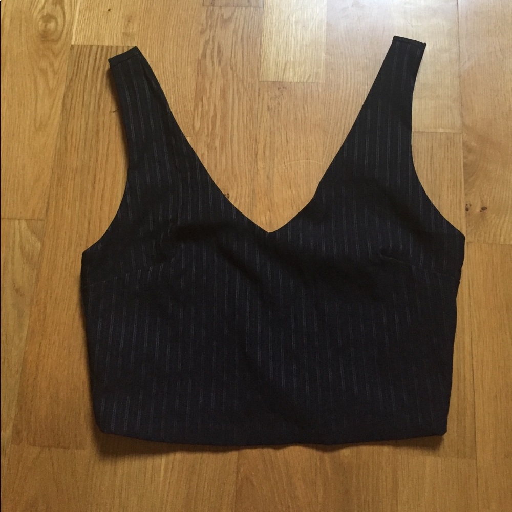 Black with light stripes cropped top
