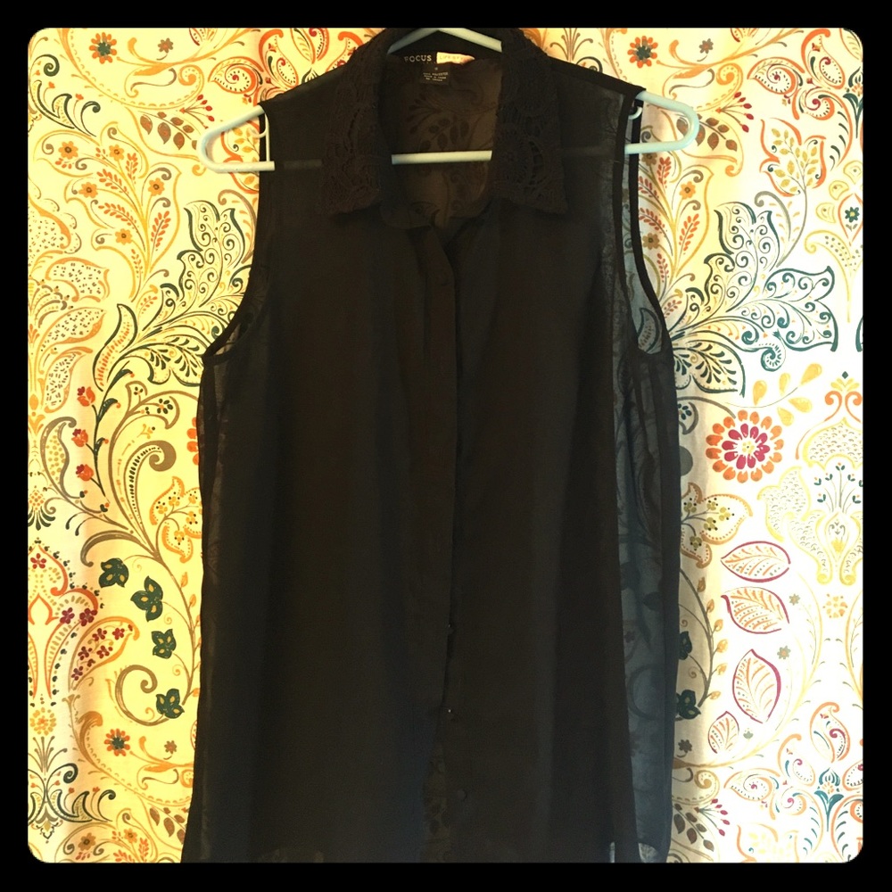 Black Sheer sleeveless blouse