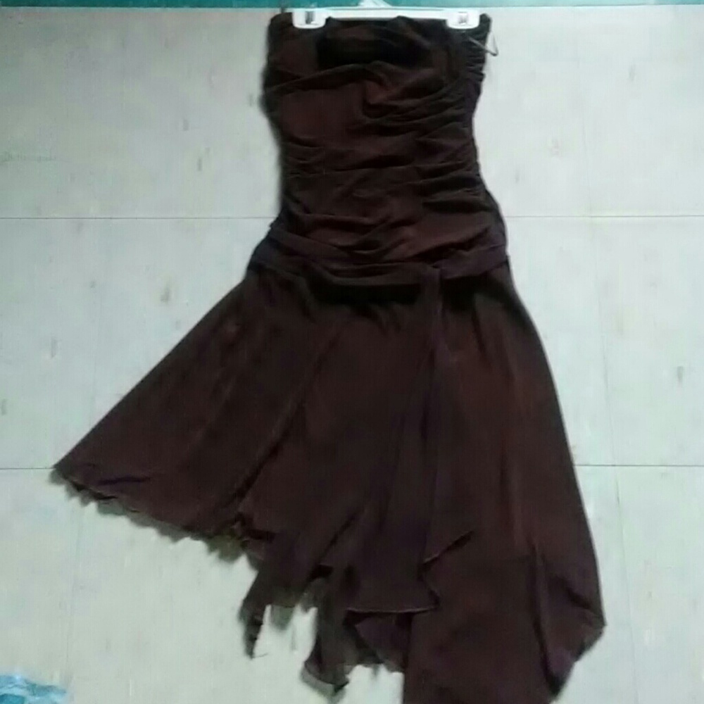Strapless brown dress