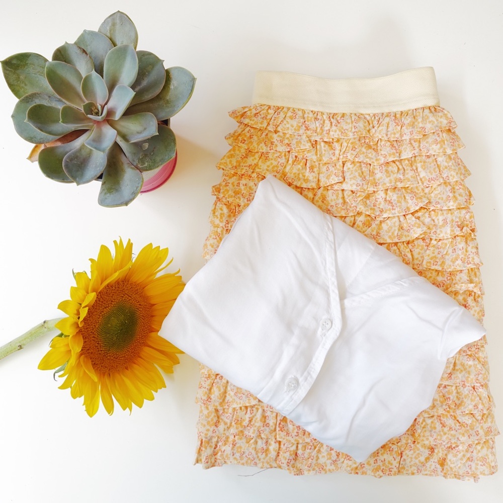 Jcrew Printed Ruffle Skirt