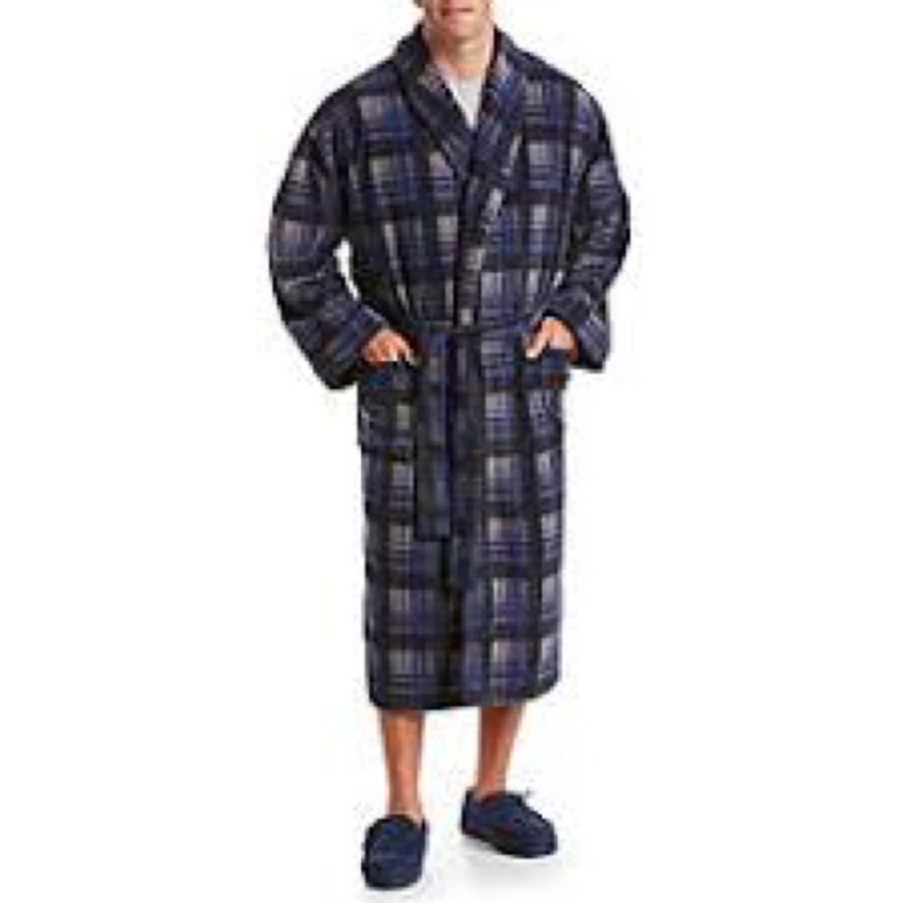 NWOT Jockey Men's Fleece Plaid Bathrobe