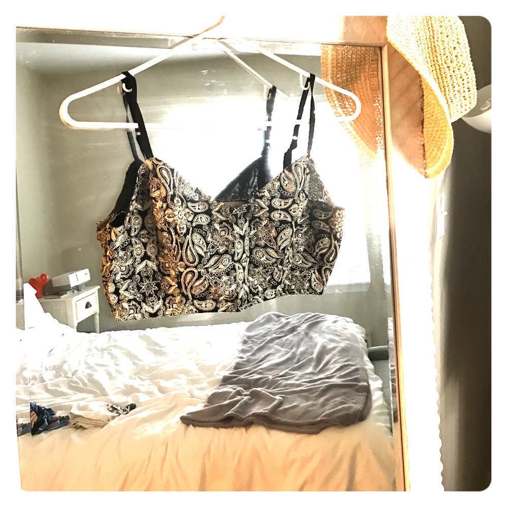 Silver embroidered cami bralette