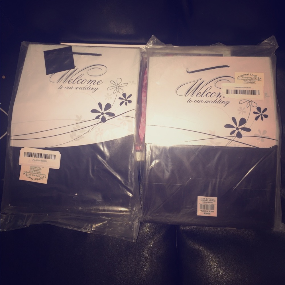 Welcome to our wedding gift bags. About 11x8x5.