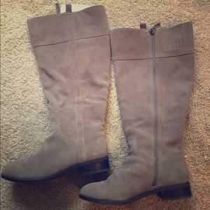 Genuine Suede Grey Wide Calf Knee Boots