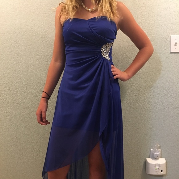 Blue high-low prom dress - Picture 2 of 7