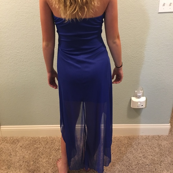 Blue high-low prom dress - Picture 4 of 7