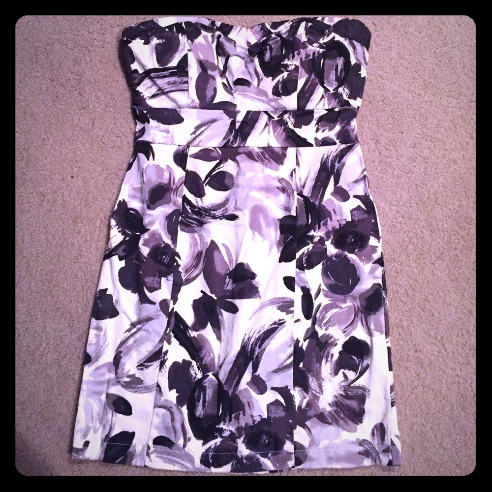 F21, strapless sweetheart dress, floral design