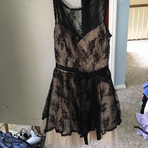 Macy's nude and black lace dress