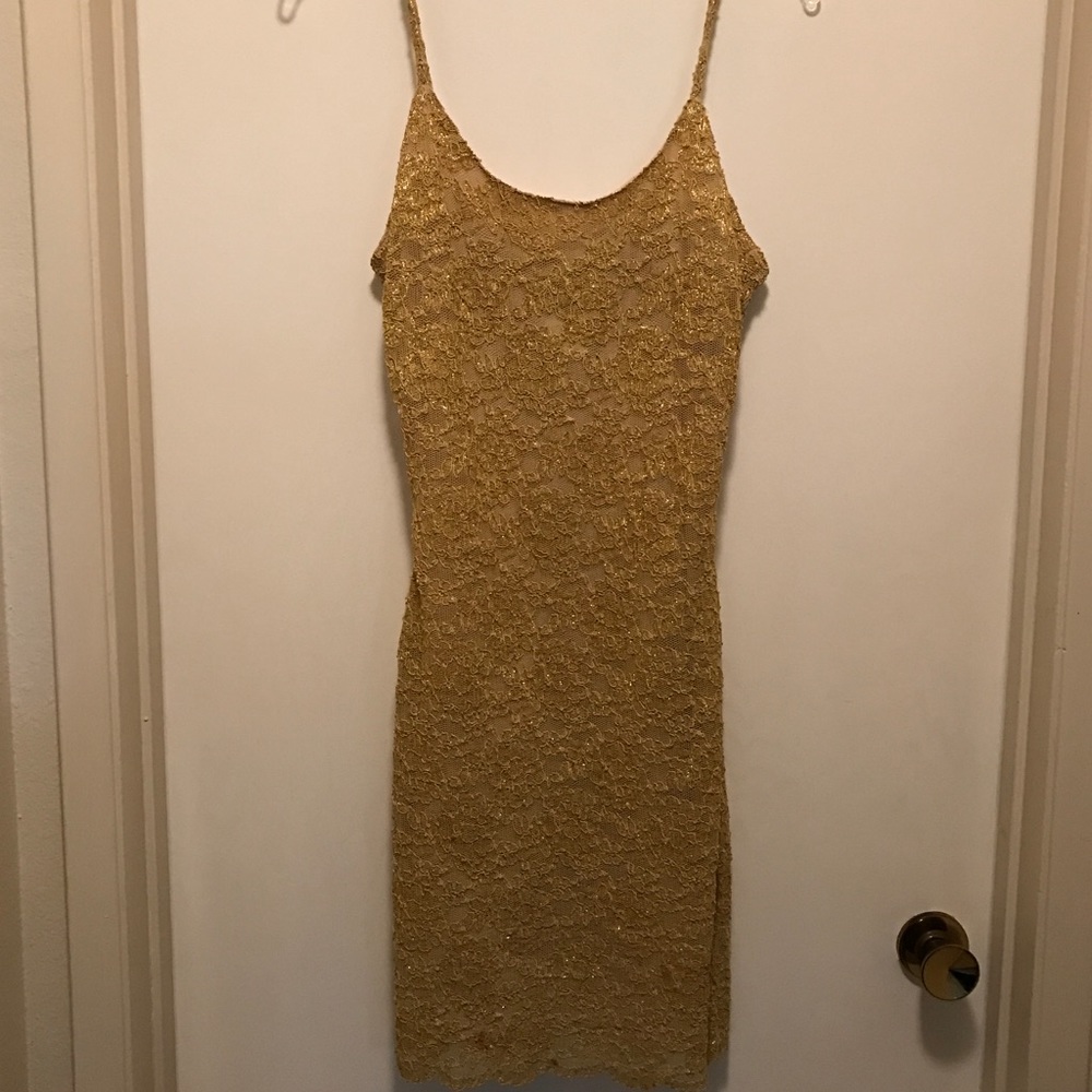 Gold lace dress