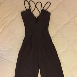 Full length indigo plunge romper