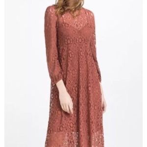 Final Price-Brown mink Lace Dress Zara.