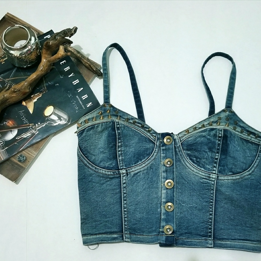 F21 Bandeau Denim Top